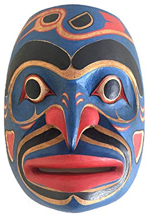 OMA Native American Wall Decor Art Blue Man Shaman Wall Mask Hand Crafted Solid Wood - Premium Quality