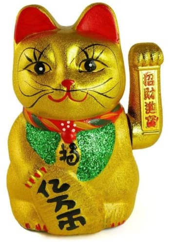 aqasha Maneki Neko Winkekatze Glückskatze Gold 26 cm - Groß