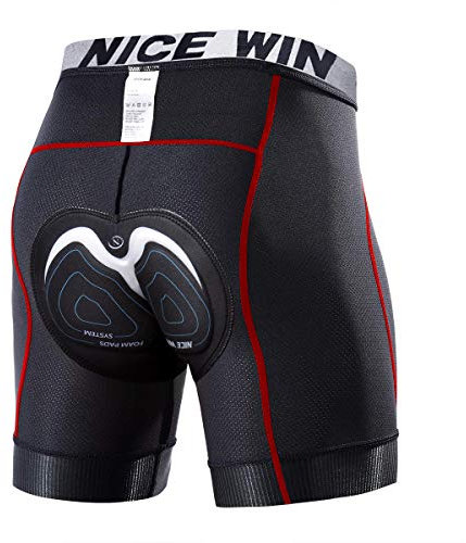 NICEWIN Shorts de Cyclisme Hommes avec Coussin 4D Rembourré, Cuissard Velo Homme, sous Vetement Cycliste VTT Séchage Rapide et Respirant Culottes