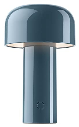 FLOS Bellhop Table Lampada da Tavolo Senza Fili Ricaricabile, Lampada Design da E. Barber e J. Osgerby, Lampada Led Dimmerabile 4 Step, Cavo Micro USB-C, 2.5 W, 100-240/5 V, 125x210 mm, Colore Blu