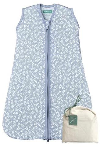 molis&co - Baby Schlafsack 0.5 TOG - Sommerschlafsack für Jungen - Neugeborene Babyschlafsack ohne Ärmel - 100% Baumwolle (Oeko-TEX 100), Premium Qualität - Blue Garden (70 cm)