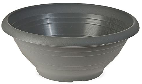 matches21 Maceta con agujeros para el suelo contra el anegamiento, cuenco para tumba de plástico antracita, 1 unidad, diámetro de 40 x 16 cm