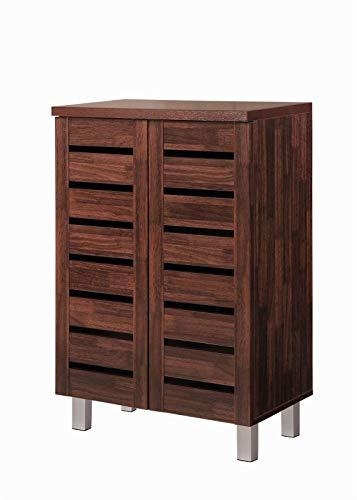 Timber Art Design UK 5 Tier Shoe Storage Cabinet 3 Door Space Saving Storage Organizer Stand Rack Unit for Living Room, Hallway, Dirty Oak - W114 x H98.3 x D33.6 cm