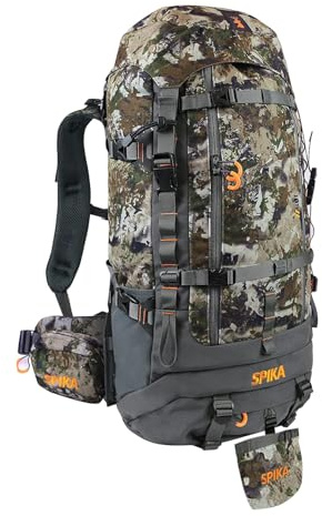 SPIKA Hunting Backpack Internal Frame for Men Waterproof Hunting Pack Camouflage with Rifle Holder Extendable 80L Capacity