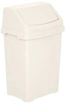 HOMION 50l Plastic swing bin waste rubbish flip top lid recycling Containers dustbin for Kitchen, Home, Garden, Garage, Office, caravan, campervan & outdoors (SOFT CREAM)