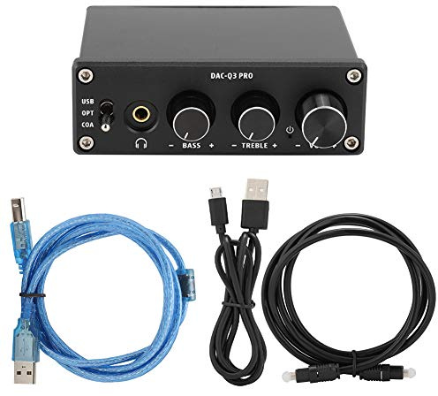 ASHATA Amplificateur de Casque Stéréo Portable, Décodeur Audio de Décodage DAC avec Amplificateur de Casque pour Casque 3,5 MM(Le Noir)