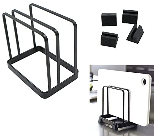 Schneidebrett Gestell Schneidebrett Organizer Geschirrablage aus Metall—Zum Aufbewahren Verschiedener Küchenutensilien wie Schneidebretter, Platzsparend in der Küche, Schwarz, 1 Stück.