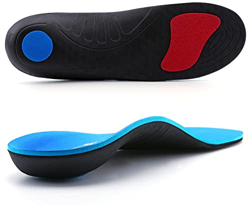 TOPSOLE Ortopediska fotvalvssulor för platta fötter, plantar fasciit, fotsmärta, metatarsalgi, inre sulor för hälsporre för män, kvinnor