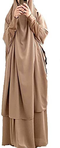 Muslimisches Kleid für Damen, zweiteiliges Gebetskleid mit Hijabs, Niqab, Gesichtsabdeckung, weich, atmungsaktiv, langärmelig, islamische Kleidung, türkisches Kleid, Bademantel, Einheitsgröße