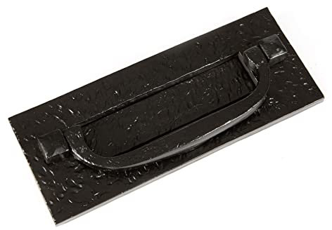 Hammer and Tongs - Antique Letter Plate with Knocker - W270mm x H110mm - Black
