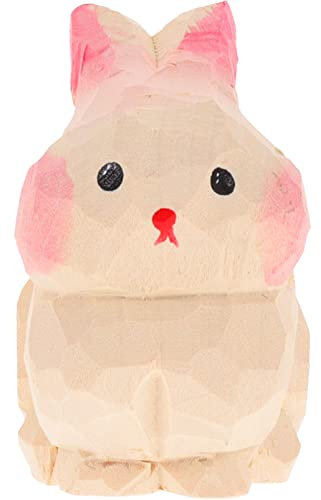 Garneck Holzhasenstatue Aus Holz Holzhase Hasen-dekor Geschnitzter Hase Hasen-dekor Aus Holz Osterhasen- Ative Hasenstatue Schreibtisch-kaninchenfigur Tierfigur Für Innenraumdeko