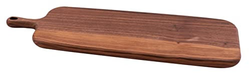 Point-Virgule Plateau de service en bois de noyer avec poignée, parfait pour servir des entrées et du fromage, en bois long, 37 x 16,5 cm