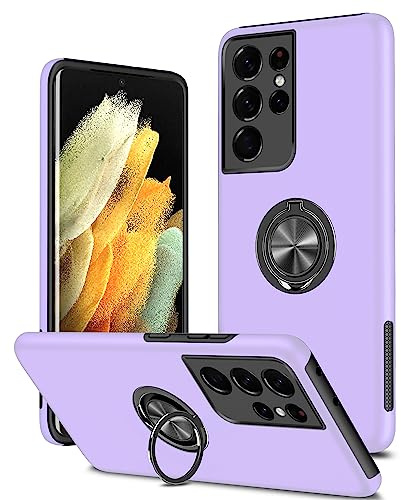 KRAFTCARE for Samsung S21 Ultra Case with Kickstand Ring, Upgrade Shockproof and Anti Scratch 360° Magnetic Ring Holder Stand Protective Phone Case Cover for Samsung Galaxy S21 Ultra - Purple
