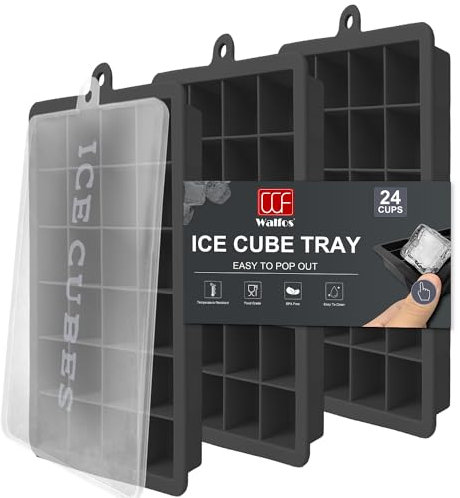 Walfos® Eiswürfelform Silikon,3x24Gitter flexible Eiswürfelformen mit Deckel,leichtes Herauslösen der Eiswürfel,lebensmittelecht und BPA-frei,für Cocktails Whisky Wein Obst