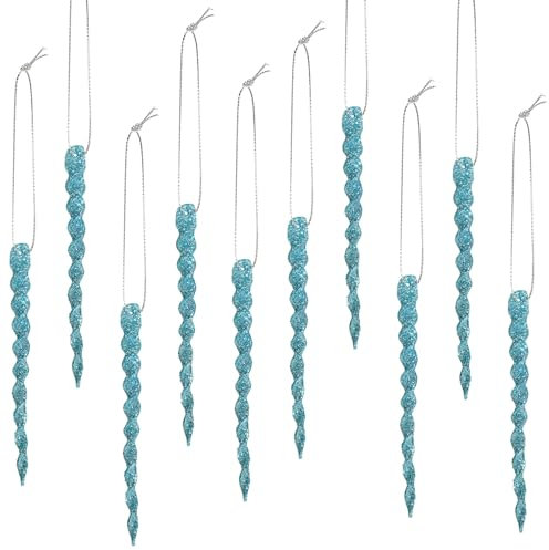 30 Pieces Plastic Icicle Twisted Plastic Icicle Christmas Ornaments Icicle Decoration Christmas Tree and Holiday Xmas Party Wedding Hanging (Light Blue,5.12 Inch)
