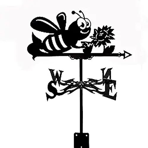 UZSPAC Girouette de Jardin Exterieur Animaux Abeille en Acier Inoxydable Collectant la Forme de Miel avec Indicateur de Direction du Vent, Convient pour l'Extérieur, Le Jardin, Le Toit 33 * 55cm