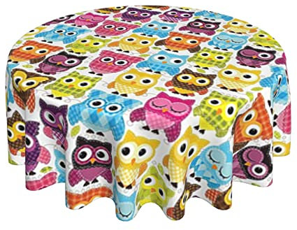Cubremesa Búhos con Diferentes Expresiones Estampado Mantel De Mesa Fácil De Limpiar Cubierta De Mesa 152Cm para Mesa Comedor Decoración