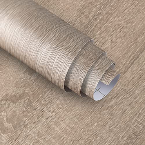 Boobest Rouleau de papier peint en bois naturel de grande taille, 80 x 99,2 cm, gris clair, texturé en bois de chêne texturé à décoller et à coller, papier contact amovible aspect bois pour porte,