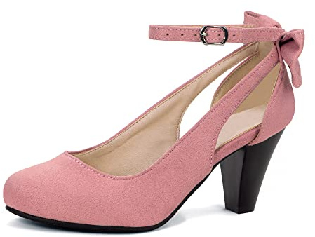 elerhythm Mary Jane - Scarpe da donna con tacco, stile vintage, stile gatsby vittoriano degli anni 20, in simil-pelle, Rosa, 37 EU