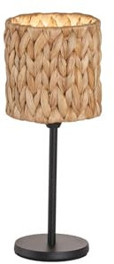 meineWunschleuchte Tischlampe Höhe 33cm mit Metallfuß Schwarz & Lampenschirm aus Seegras