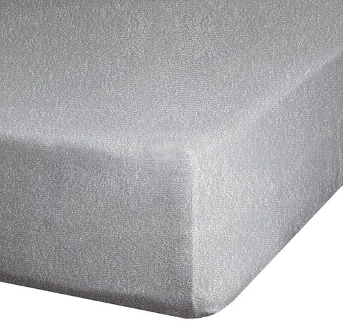 Frottee Spannbetttuch Spannbettlaken Bettlaken Bettücher Baumwolle Laken (Silber, 200 x 220 cm)
