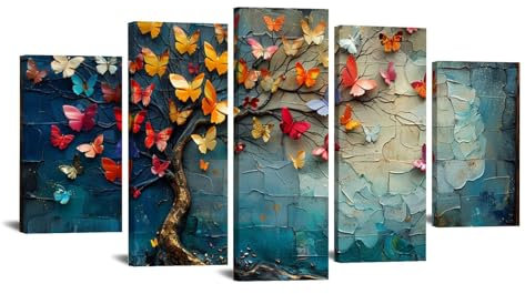 JOSUE 5 pezzi Quadri Moderni Albero Della Vita Albero astratto d'oro Quadri Su Tela,Oro Quadri Home Decor Ristorante Cucina Regalo Di Anniversario-60x125cm Incorniciato