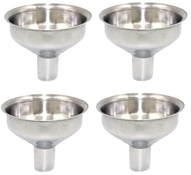 4 embudos pequeños y de acero inoxidable adecuados para tipos de petacas, relleno de ollas de vino, diseño atractivo, herramientas y dispositivos especiales de 9 mm