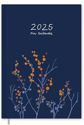 Eine der Guten Terminkalender A5 - Eine gute Woche - Kalender 2025, Wochenplaner mit Leseband & Achtsamkeit Notizbuch, Hardcover Taschenkalender Terminplaner, blau orange, klimaneutral, FSC Papier