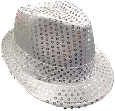 AWAVM Glitzer Hut Kinder Paillettenhut Schwarz Gold Rot Silber – Disco Jazz Hip Pop Partyhut für Kostüm Kinder, Karneval Fasching Halloween Mottoparty Kopfbedeckung Kostümzubehör Unisex (Silber)