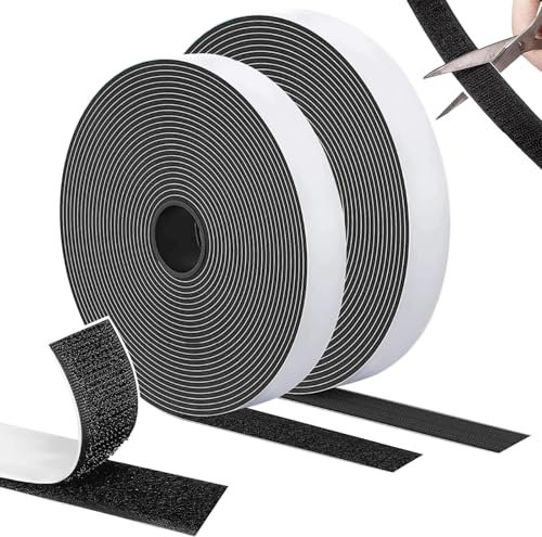 SURFOU Feltro Nastro Adesivo Forte Biadesivo Nero 10m×20mm Autoadesivo, per Tessuti, Zanzariere, Moquette, Fissa Maschio e Femmina, Fai da te, Uso Domestico e Ufficio