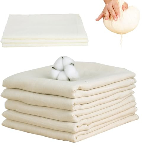 Filter Cloth 8 Pieces, 50 x 50 cm Tofu Filter Cloths, Muslin Cloth, Square Soft Cotton Cloth, Cheese Cloth, Food Strainer, for Cooking, Baking, Straining