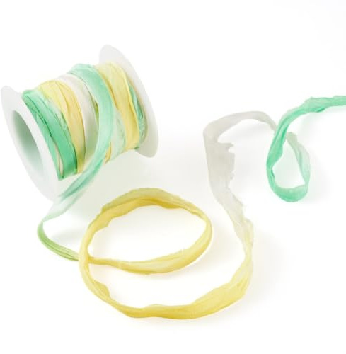 Sparkeads Sari - Nastro di seta riciclata da 5,47 metri per maglieria, cucito, uncinetto, bracciali, macramè, artigianato, collane, ricami, decorazioni natalizie (colore classico)