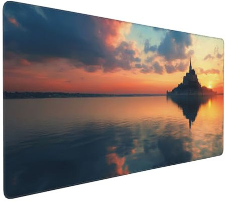 Large Mouse Pad 900x400x4mm Ocean Gaming Mouse Mat Sunset XL Mousepad Anti-Fray Stitched Edges with Non-Slip Rubber Base,Ergonomic Mouse Pad Extended Desk Mat,for Home Office Accessories PC,Laptop