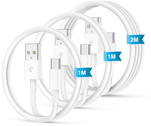 Car Carplay Cable for iPhone 17 16 15 Pro Max Plus,3Pack 1M+1M+2M Apple USB A to USB C Cable for iPhone 17 16 15 Pro Max Car Charger Cord Fast Charging for iPad Pro 13/12.9/11/Air