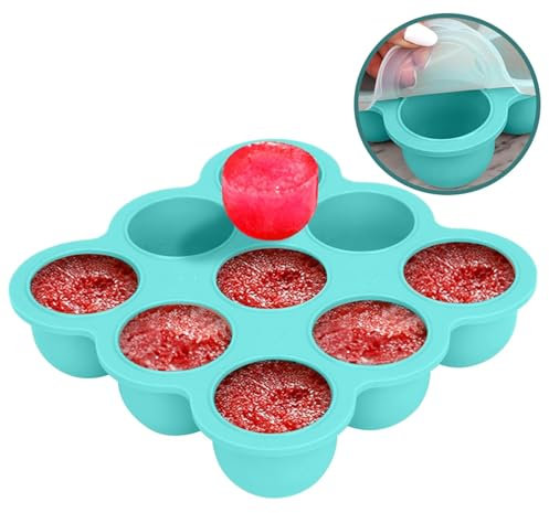 Aufbewahrung von Babynahrung aus Silikon,Babynahrung Einfrieren Behälte aus mit Silikon Deckel,BPA-frei,Perfekt für Hausgemachte Babynahrung, Gemüse, Eiswürfeln,Fruchtpüree und Muttermilch (blau)