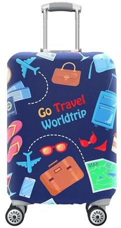 Anseom Gepäckabdeckung 18-32 Zoll Reise Koffer-Abdeckungen Waschbar Kofferschutzhülle mit Reißverschluss Elastisch Reise Kofferhülle ((M, 22–25 Zoll))