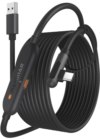 Maxonar Link Kabel mit Ladeanschluss 6m Kompatibel mit Meta Quest 3/Quest 3S/Oculus Quest 2/Pico 4, PC Steam VR Headset Zubehör High Speed 5Gbps USB 3.0 to USB-C Kabel (Schwarz)