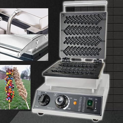 Macchina Per Waffle | Waffle Su Stecco 1750 W | Macchina Per Spighe Di Grano A 4 Griglie Elettrico Commerciale, Macchina Per Pancake Di Grano con Temporizzazione, Dimensioni: 235*55Mm,Black
