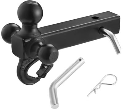 VEVOR Attelage de Remorque, Support de Boule d'Attelage avec Crochet et Goupille, Convient au Récepteur 50 mm, avec Boules 47,6/50/58,7 mm, Capacité 4535 kg, pour Camping-cars, VUS, VTT, Camions, Noir