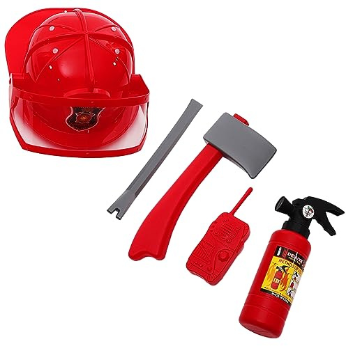 COLLBATH Kinder Feuerwehrmann Kostümset Feuerwehrmütze Feuerwehr Accessoires 5 Stück Rollenspiel Zubehör Für Kleinkinder 3-5 Feuerwehrausrüstung Spielzeug Party