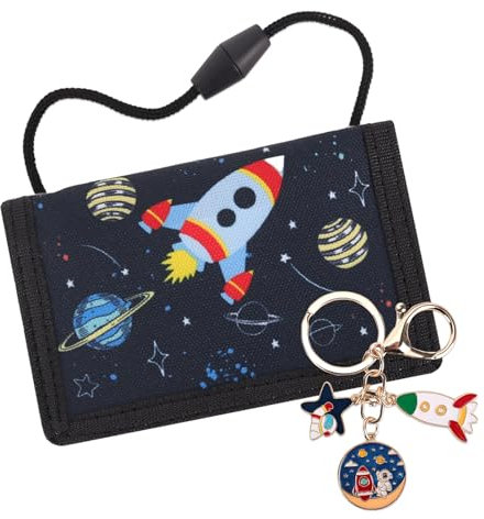 GADITIEK Brustbeutel Kinder, Portmonee Kinder Jungen Geldbeutel mit Schlüsselanhänger Fußball Geschenke, Brustbeutel Jungen für Geburtstagsgeschenk (Rakete)