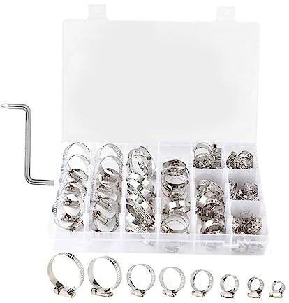 DOITOOL 80pcs Stainless Steel Clamp Hose Clip Heavy Duty Drive Hose Clip Wrench for Home Office
