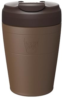 KeepCup Commuter Travel Mug - Insulated Stainless Steel Reusable Coffee Cup with Spillproof Flip Lid - 12oz/340ml - Chocolate