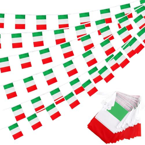 CATOR Italiana Banderas de banderas, 6,8 metros, 30 hojas de Italia banderas de cuerda, bandera de Italia, para fiesta nacional, eventos patrióticos, deportivos, bares decoraciones