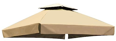 Auvent de tonnelle imperméable de 3 x 3 m - Housse de rechange pour abri extérieur - Couverture de toit de pavillon avec design à 2 niveaux