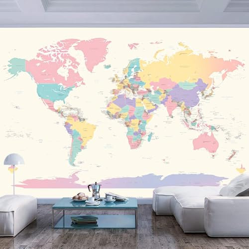 JIAOQSS 3D Art Wallpaper Mural Colorful World map Children's Room Non-Woven Living Room Bedroom Wall Decoration Photo Mural Gaming Room TV Background Decor