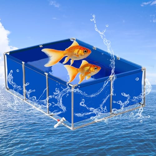 uofgcru Laghetti da Giardino Fuori Terra, Piscina di Ispessimento Grande telone Pieghevole all'aperto,Serbatoio per laghetti per Pesci,Piscina da Esterno,Vasca for acquacoltura(Blue-3×3×0.9m)