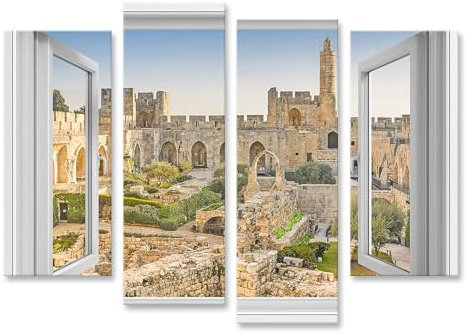 islandburner Prime Bild auf Leinwand Blick auf alte Festungsruinen durch ein offenes Fenster Bilder Wandbilder Poster