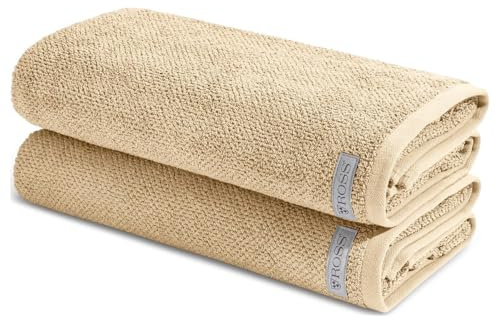 Ross - 2 teiliges Frottier-Set - Selection Bio-Baumwolle (2 X Duschtuch im Set) - 540 g/m2 - Baumwolle - Frottee - saugstark - weich und flauschig - Sand
