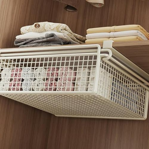 SueaLe Panier de rangement sous étagère en métal à tiroir coulissant suspendu pour vêtements, boîte de rangement pour armoire, solution de rangement, étagère de rangement